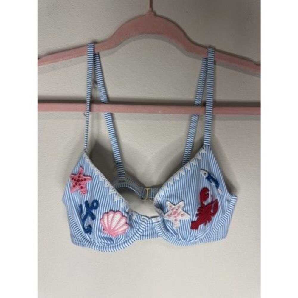 Wild Fable Blue/White Striped Nautical Bikini Swim Top Women's Size S